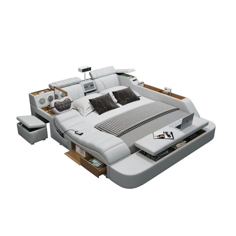 

Master Unique Luxury Double Bed Storage Master Cute Wood Modern Twin Bed Frame White Multifunctional Cama Box Casal Furniture