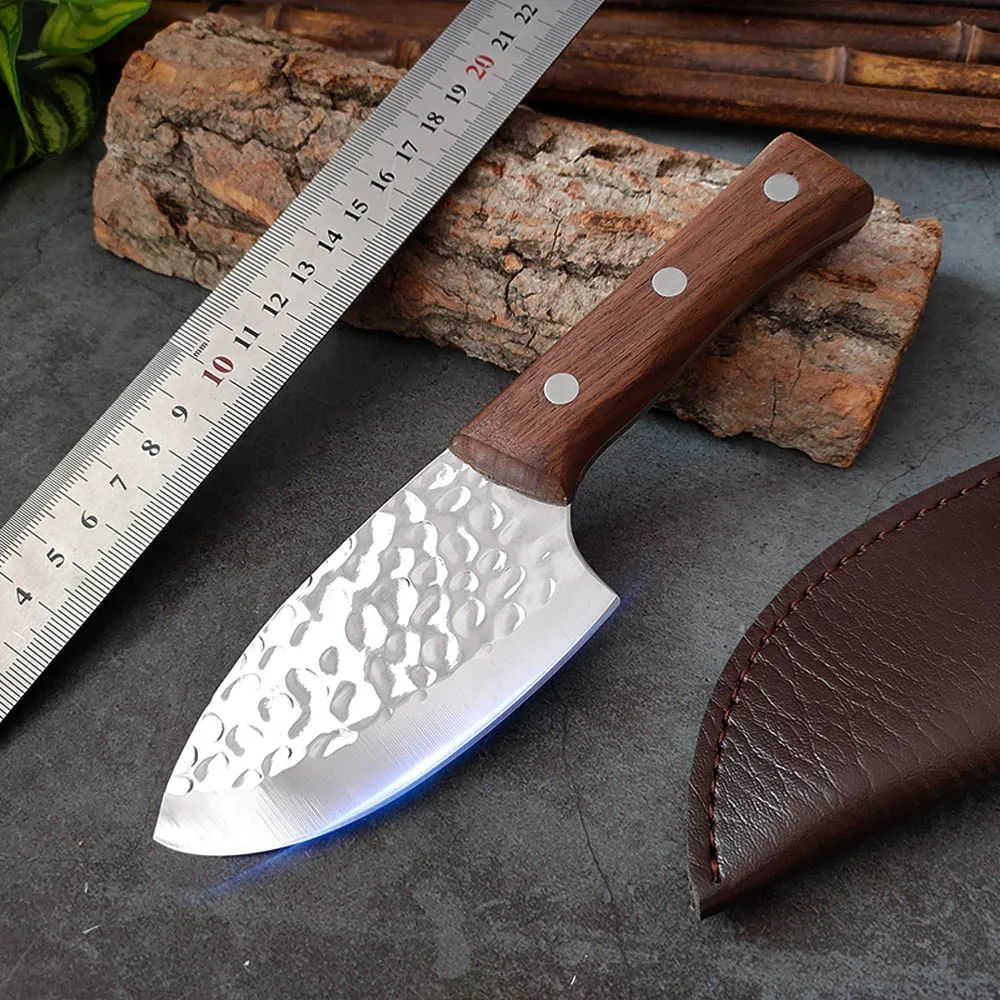 

Boning Knife Forged Stainless Steel Outdoor Hunting Cleaver Serbian Kitchen Chef Fish Knife Meat Fruit Vegetables with Scabbard