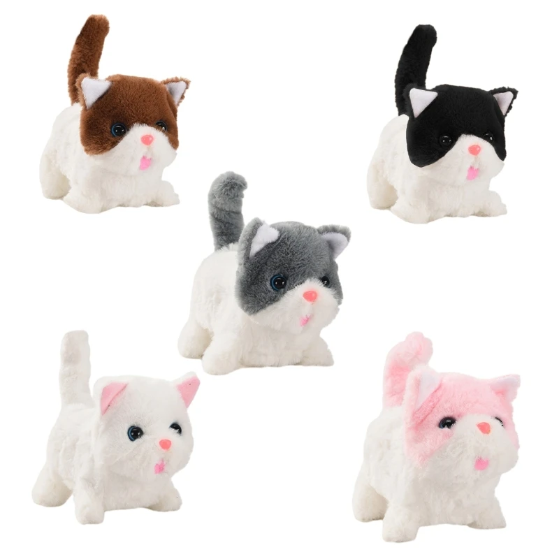 

Kids Plush Electronic Interactive Cat Walking Toy Cat with Walking Meowing Realistic Stuffed Cat Kids Christmas Gifts