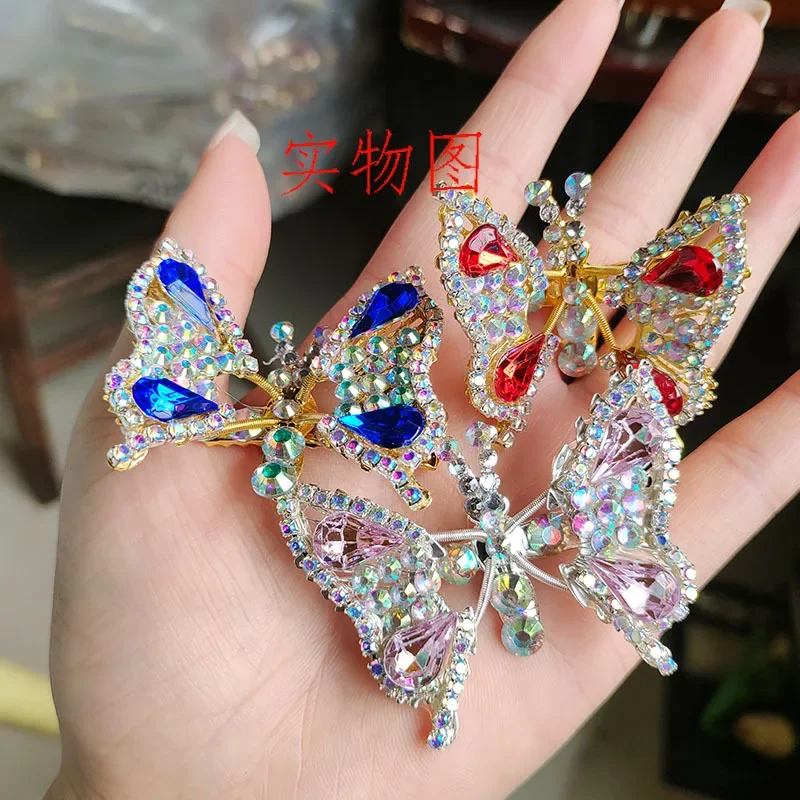 

New Water Diamond Stereoscopic Butterfly Hair Clip Children's Jumping Wings Girl Super Immortal Hair Clip Accessories 2024