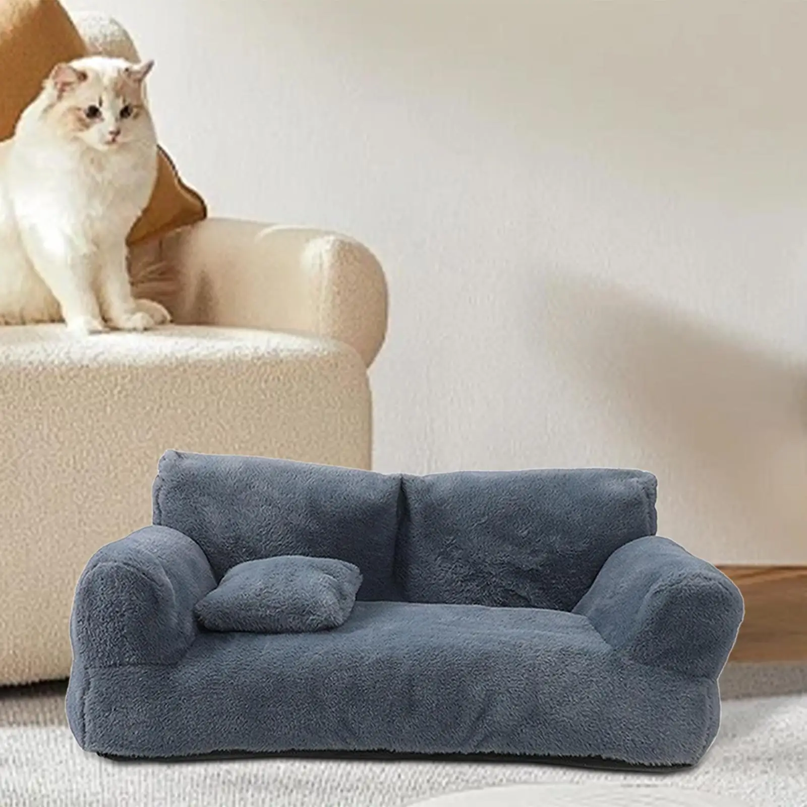 Pet Sofa Soft Plush Anti Slip Bottom Warm Pet Supplies Rectangle Versatile Wear Resistant with Removable Cover for Dog Cat Pet