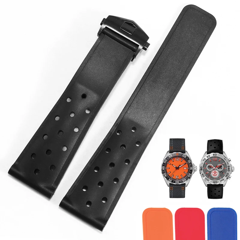 Cinturino In Gel Di Silice Poroso Per Cintura Di Ricambio In Gomma Impermeabile Traspirante Serie Aquaracer F1 Carrera 22Mm