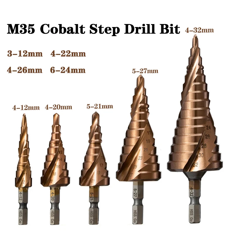 

Tool Hole Hss-co Cobalt Cone Drill Drill Shank Bit Metal 3-12/4-12/4-20/4-22/4-32/4-26/5-21/5-27/6-24mm Cutter Step Hex 5%