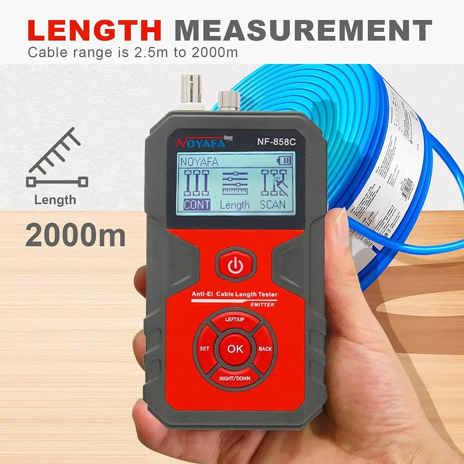 [ NEW] NF-858C Network Cable Tester Multifunctional With VFL Function RJ11 RJ45 BNC POE Voltage Testing Trace Cable Line Loc