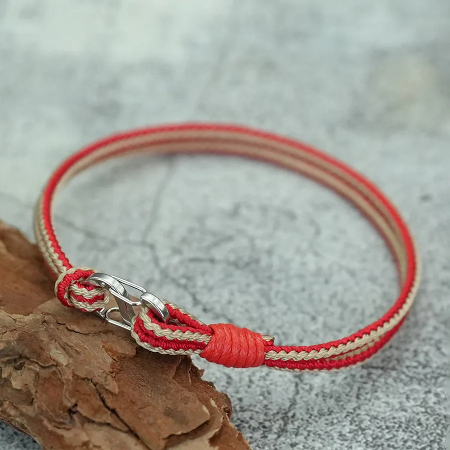 Nautical Handmade Braided Rope Bracelet with Stainless Steel Buckle