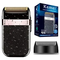 Kemei 2024 Rechargeable Shaver For Men Washable Electric Shaver Beard Shaving Machine Bald Head Electric Razor With Extra Mesh 1