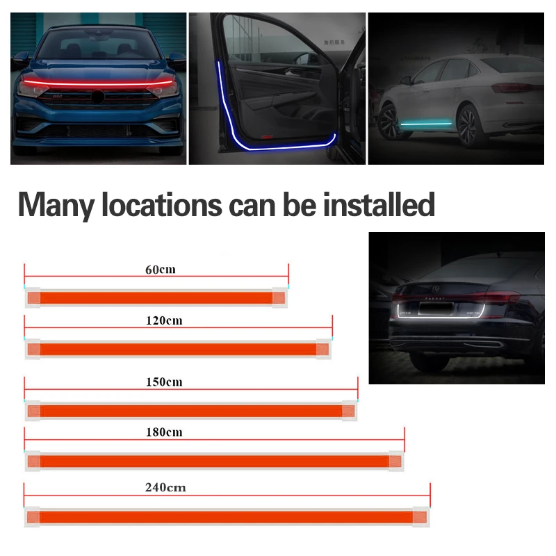 LED 주간 주행 조명 시작 스캔 12V DRL 안개 램프 Borgward BX3 BX5 BX6 BX7 용 방수 유연한 라이트 스트립, 1 개