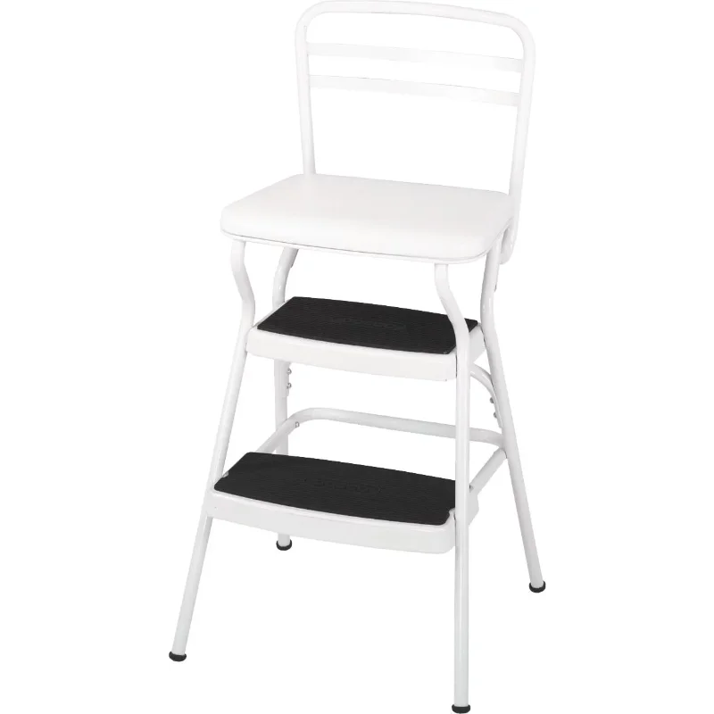 

COSCO Stylaire Retro Chair + Step Stool with flip-up seat (white, one pack)