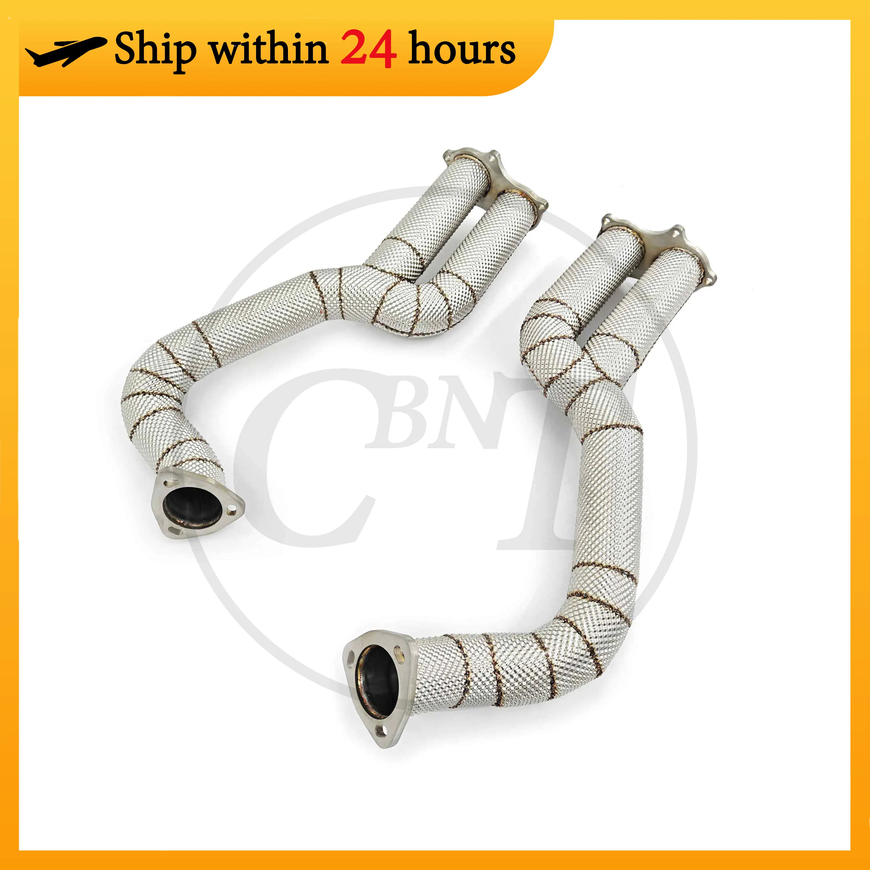 CBNT Exhaust-pipe Downpipe Exhaust Header with Heat Shield for Porsche 718 Cayman GT4/Spyder/GTS 4.0L High Performance SS304