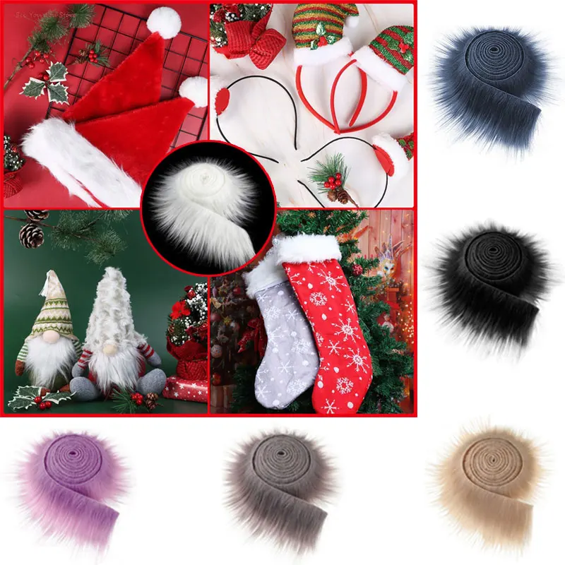 1.5M Fluffy Long Plush Faux Fur Fabric Tapes Patchwork Sewing Costume Crafts Material Christmas Cosplay Winter Costume Trimming