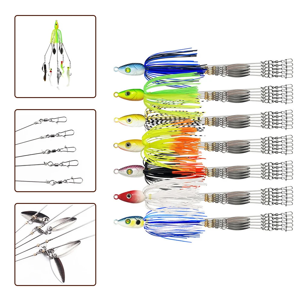 5 Arms Alabama Umbrella Rig Willow Blade MultiLure Rig Fishing Spinner