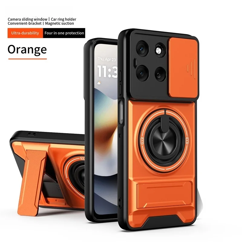 Armor Car Magnetic Ring Case with Lens Protection and Stand Holder
