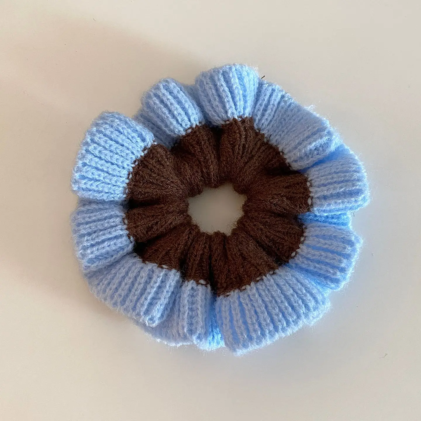 1PC Große Gestrickte Haar Scrunchie Frauen Farbe-block Breite Rand Band Mode Haar Krawatte Elastische Pferdeschwanz Zubehör Elegante headwear – Detail 6