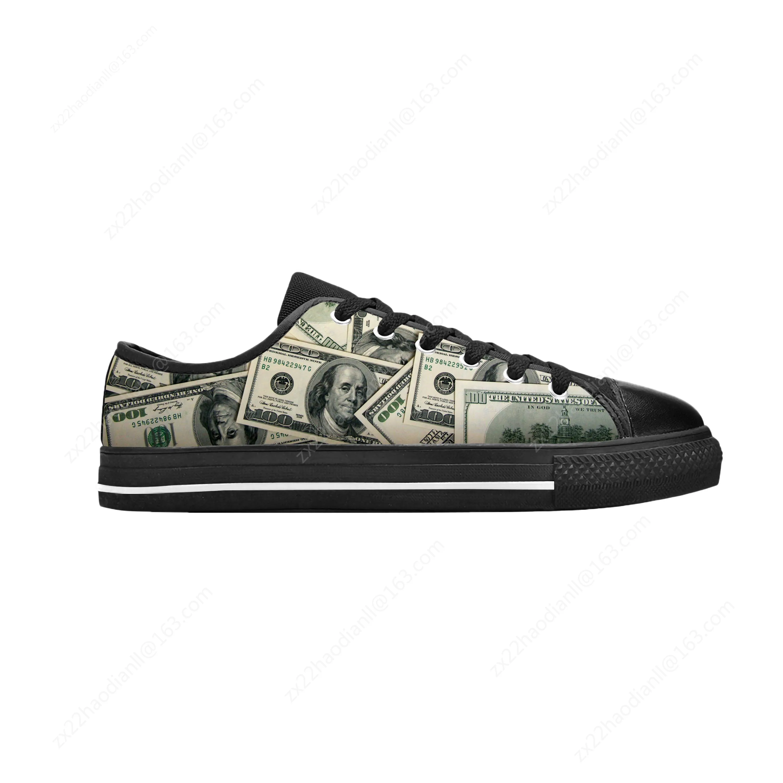 Gothic Dollar Bills Dollars Money Pattern Fashion Casual Cloth Shoes Low Top Comfortable Breathable 3D Print Men Women Sneakers