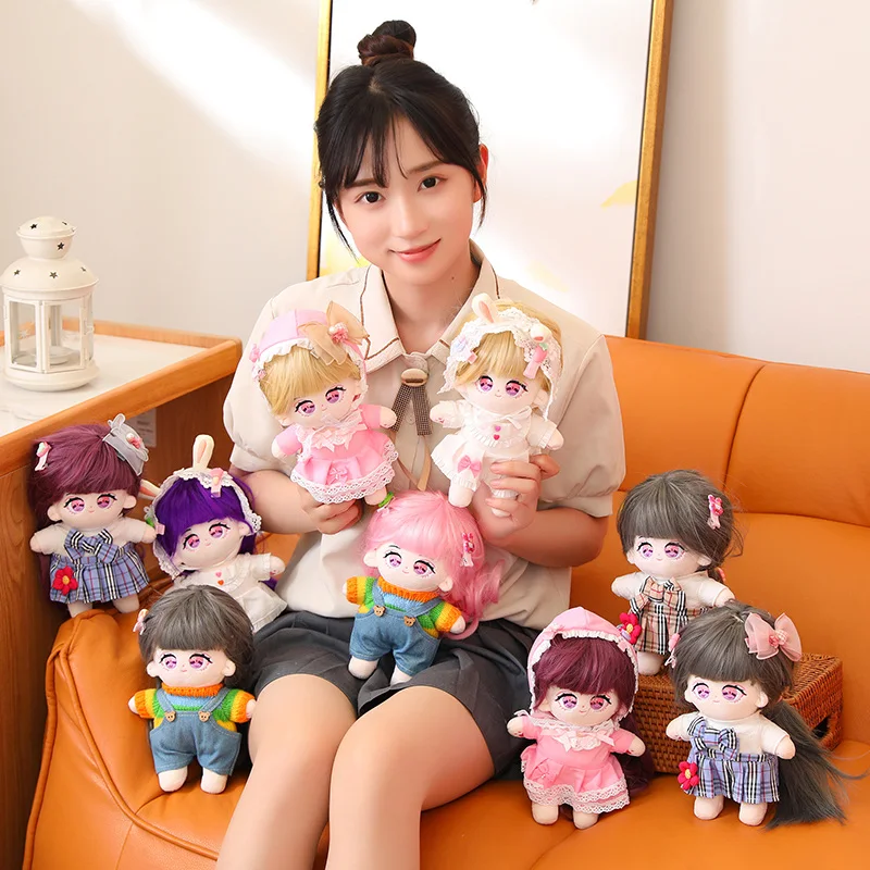 25cm Kawaii Idol Doll Anime Plush Star Dolls Stuffed Customization Figure Toys Cotton Baby Plushies Toy Can Change Clothes Gifts childcare center playset kids play center for baby dolls 5 play areas