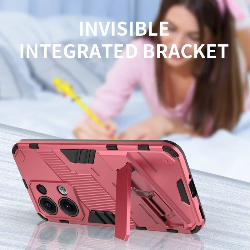 Shockproof Armor Phone Case with Car Magnetic Stand and Protective Back Cover