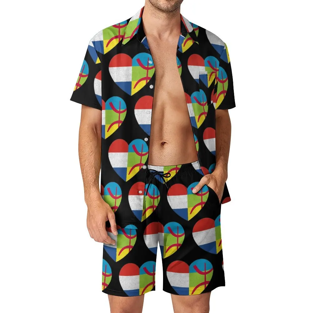 

Amazigh, голландский гордость, сердце, Tamazgha, флаг Нидерландов, Мужской пляжный костюм, симпатичный костюм из 2 предметов, брючный костюм, высокое качество, шоппинг, европейский размер