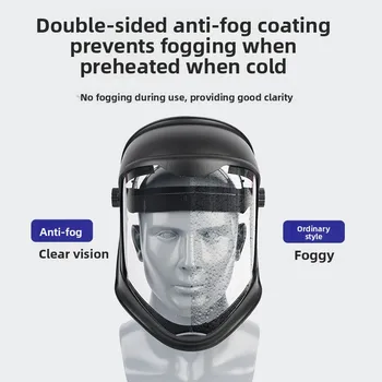 Maschera protettiva trasparente integrale, antiappannamento, resistente agli urti, antispruzzo, ad alta definizione, antipolvere e resistente all'olio