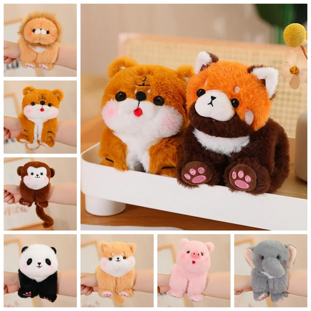 Dinosaur Slap Bracelet Series Panda Cartoon Plush Doll Slap Bracelet Dog Stuffed Wrist Band Plush Toy Birthday Gift
