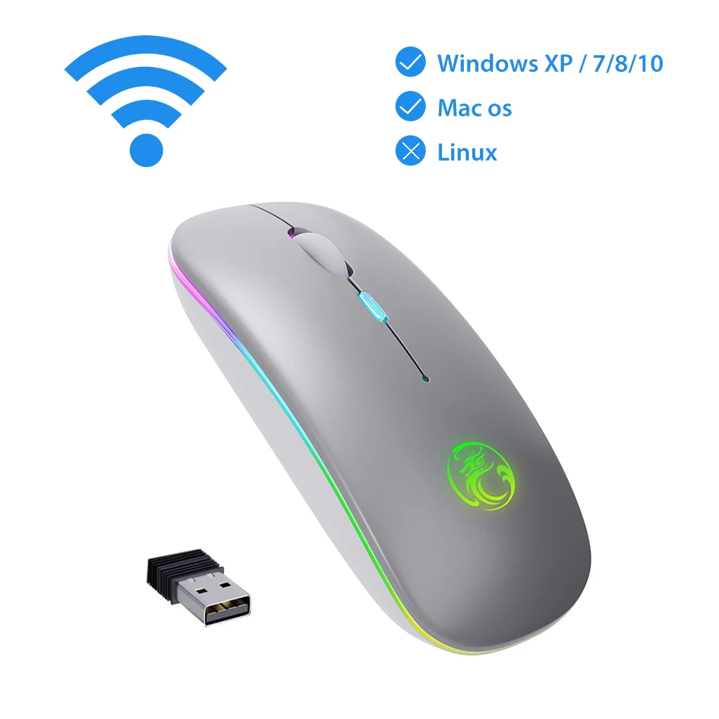 New Rechargeable Wireless Mouse Computer Ergonomic Usb Silent Mause With Backlight RGB Mice For Laptop PC |