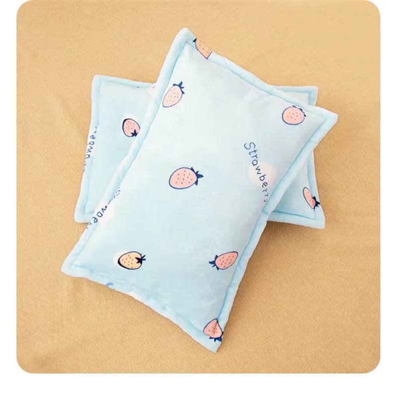 Cartoon Cute Printed Pattern Children's Pillow Protector Cover Winter Thickened Coral Velvet Pillowcase Baby Sleeping Pillowcase