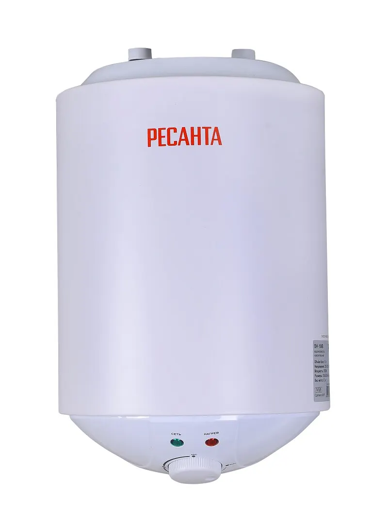 Rollup water heater resanta вн-10кв, round, wall, 10 l, 2 kw, 220 v, white  water heater resanta accumulative electric heating; ; водонагреватель  накопительный; водонагреватель