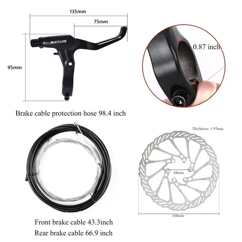 MTB Bicycle Front Rear Caliper Lever Rotors Set Line Pulling Mountain Road Bike