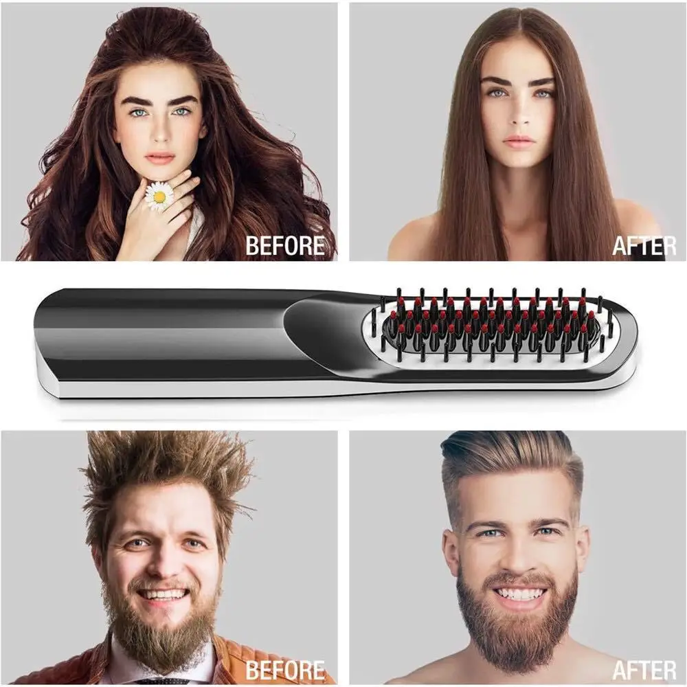 Buy Beard Straightener Beard Comb Heating Multifunctional Hair Brush Beard  Hot Air Comb LED Screen Beard