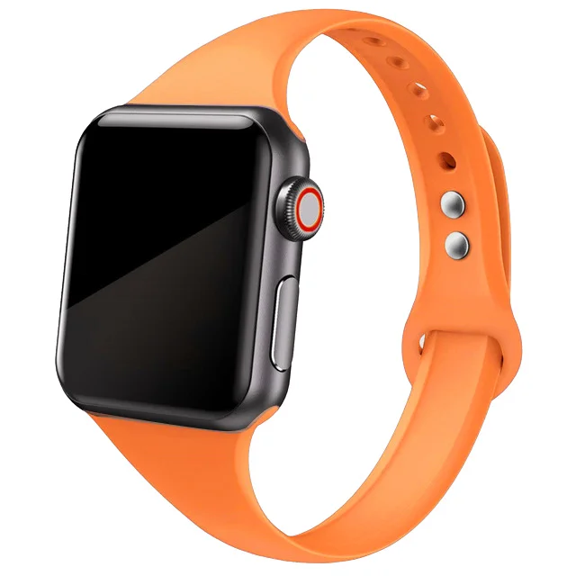 Silicone Strap for Apple Watch Band 44mm 40mm iwatch SE 6 5 Strap correa Narrow Slim bracelet applewatch band 5 6 se 3 38mm 40mm 17 Apricot