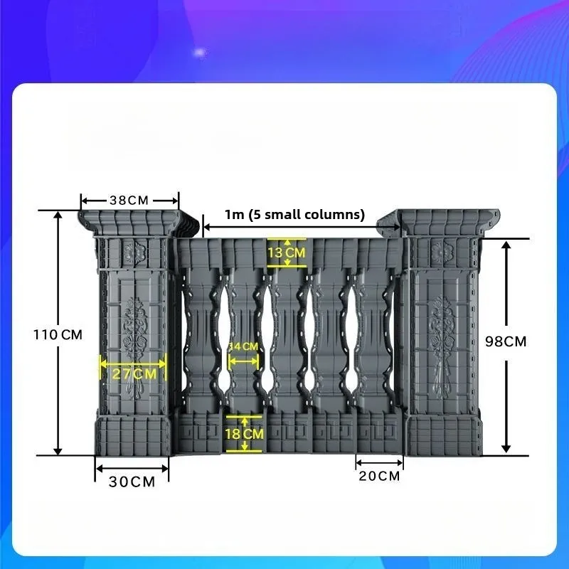 New Villa Balcony Railing Small Roman Column Mold Rural Courtyard Fence Guardrail Wall Grouting Cement Pillar Outdoor Decor