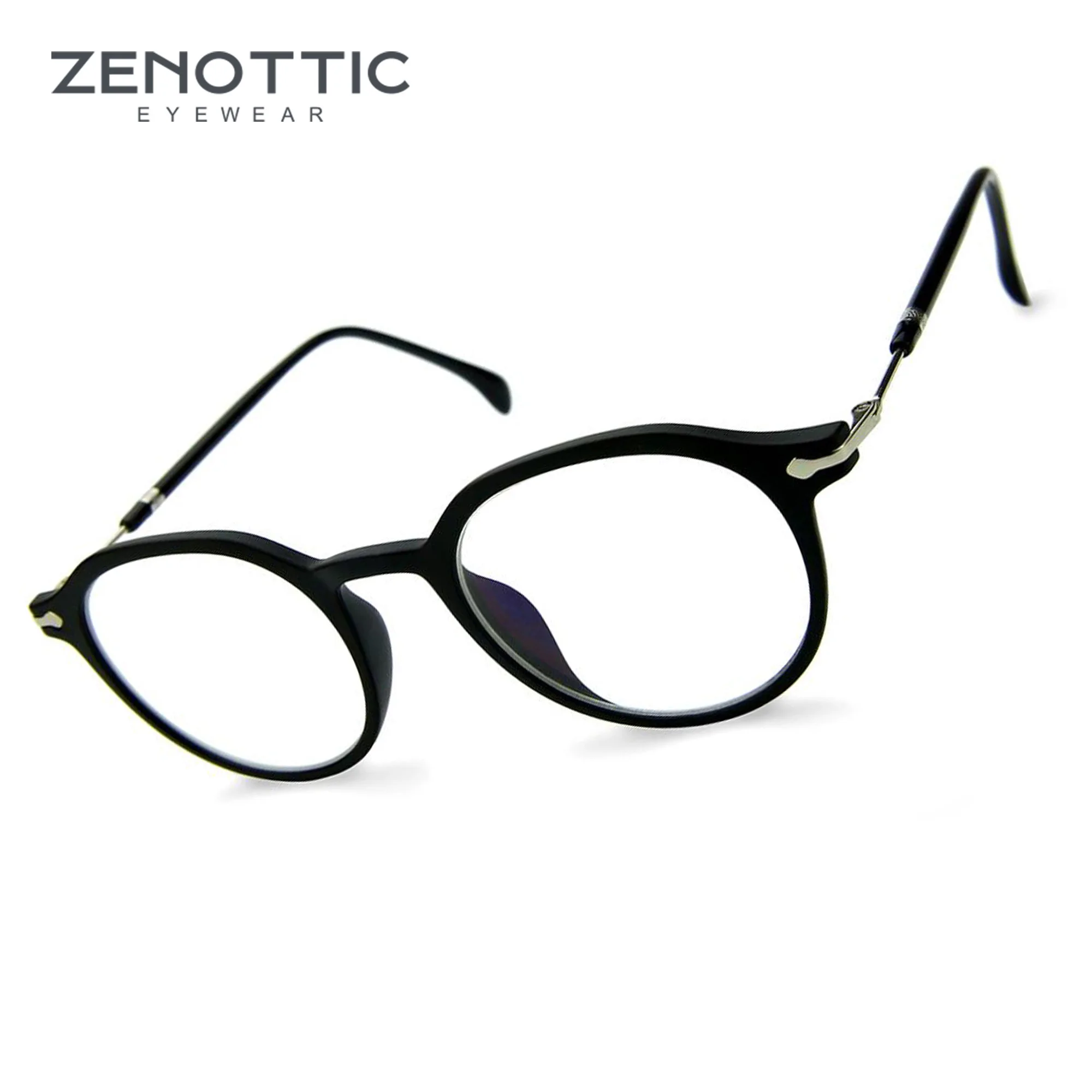 

ZENOTTIC Retro Round Optical Glasses Frame Acetate Metal Vintage Spectacles Non-Prescription Eyewear Eyeglasses BT4202