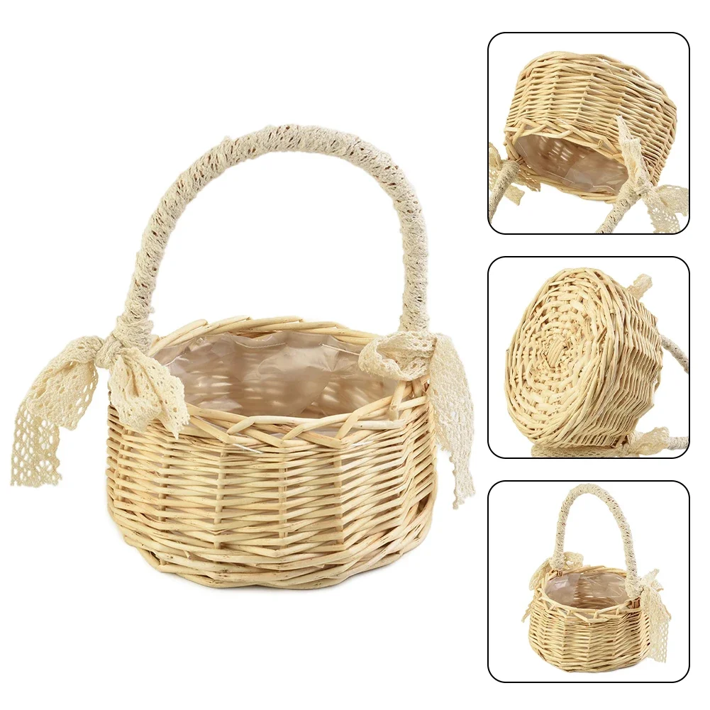 Wicker Storage Basket. Shopping Basket Storage Flower Flower Pot Food Fresh Rattan Gifts Girl Picnic High Quality 4