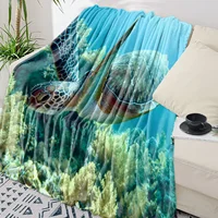 Turtle Blue Sea Bubble Throw Blanket Warm Microfiber Flannel Blanket Bedroom Decor Blankets For Beds 1