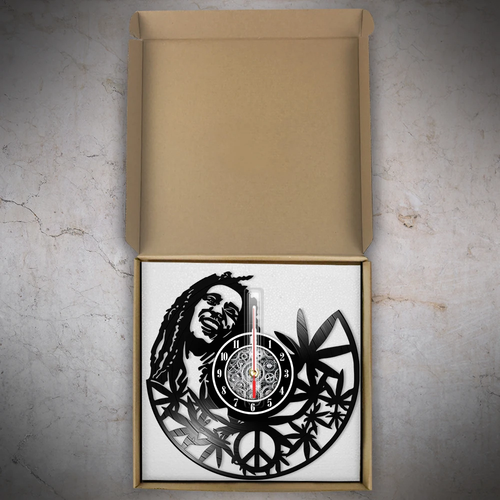 Weed Leaf Retro Music Album Wall Clock for Bedroom Man Cave Decor Weed Marijuana Leaf Carved Music Album Vinyl Record Wall Clock 6