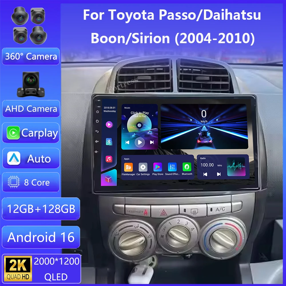 Android16 Radio Per Toyota Passo Daihatsu Boon Sirion Subaru Justy Perodua Myvi NavigazioneGPS Stereo Multimedia Wireless Carplay