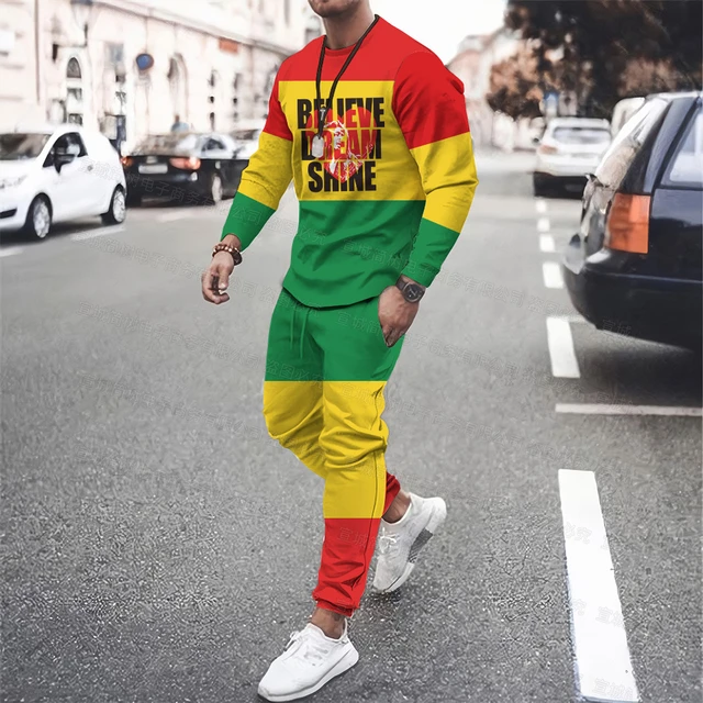 Bob Marley Streetwear Lange Mouwen Sportkleding Set Mode Rots Mannen T  shirt + Broek Casual Tweedelige Fitness Running Trainingspakken| | -  AliExpress