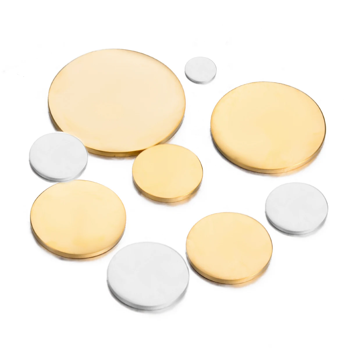 10 Ciondoli Rotondi Lisci In Acciaio Inox Argentato 16 Mm - Foto 9