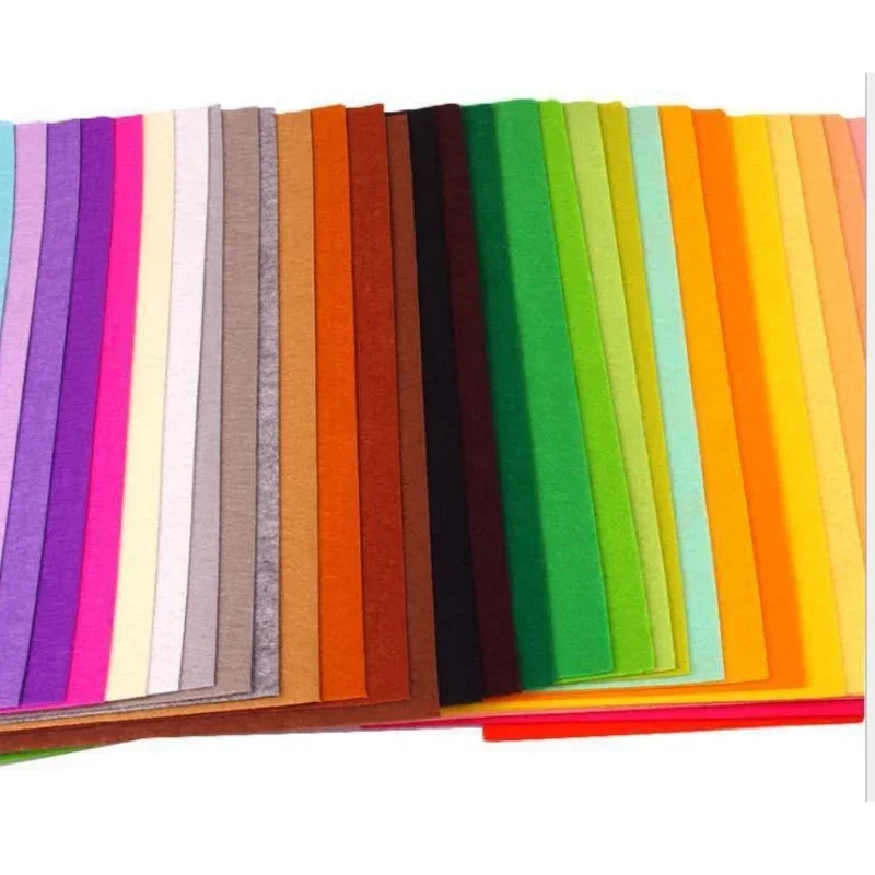 40Pcs 10cm*10cm Handmade DIY K indergarten Handmade Fabric Paper-Cut Cloth Weaving Colored Felt Cloth