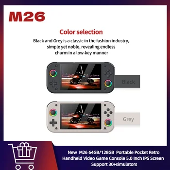 2025 M26 64GB/128GB Console per videogiochi portatile tascabile retrò portatile Schermo IPS da 5,0 pollici Supporto 30+simulatori 1