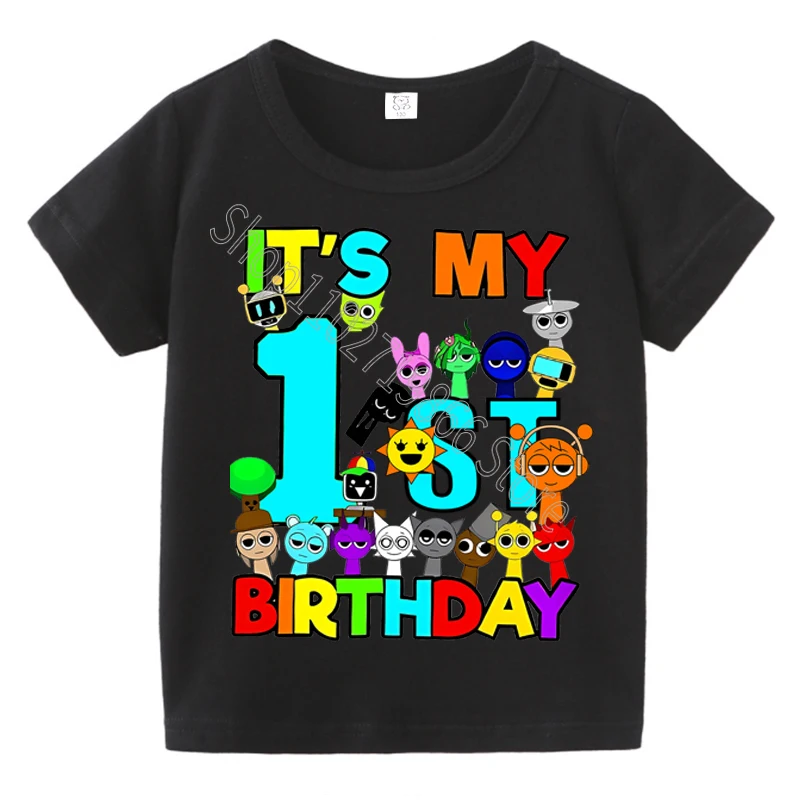 الصيف قصيرة الأكمام Sprunki Incredibox طباعة الأطفال تي شيرت الاطفال ملابس الفتيان الفتيات القطن تيز القمم هدايا حفلة عيد ميلاد