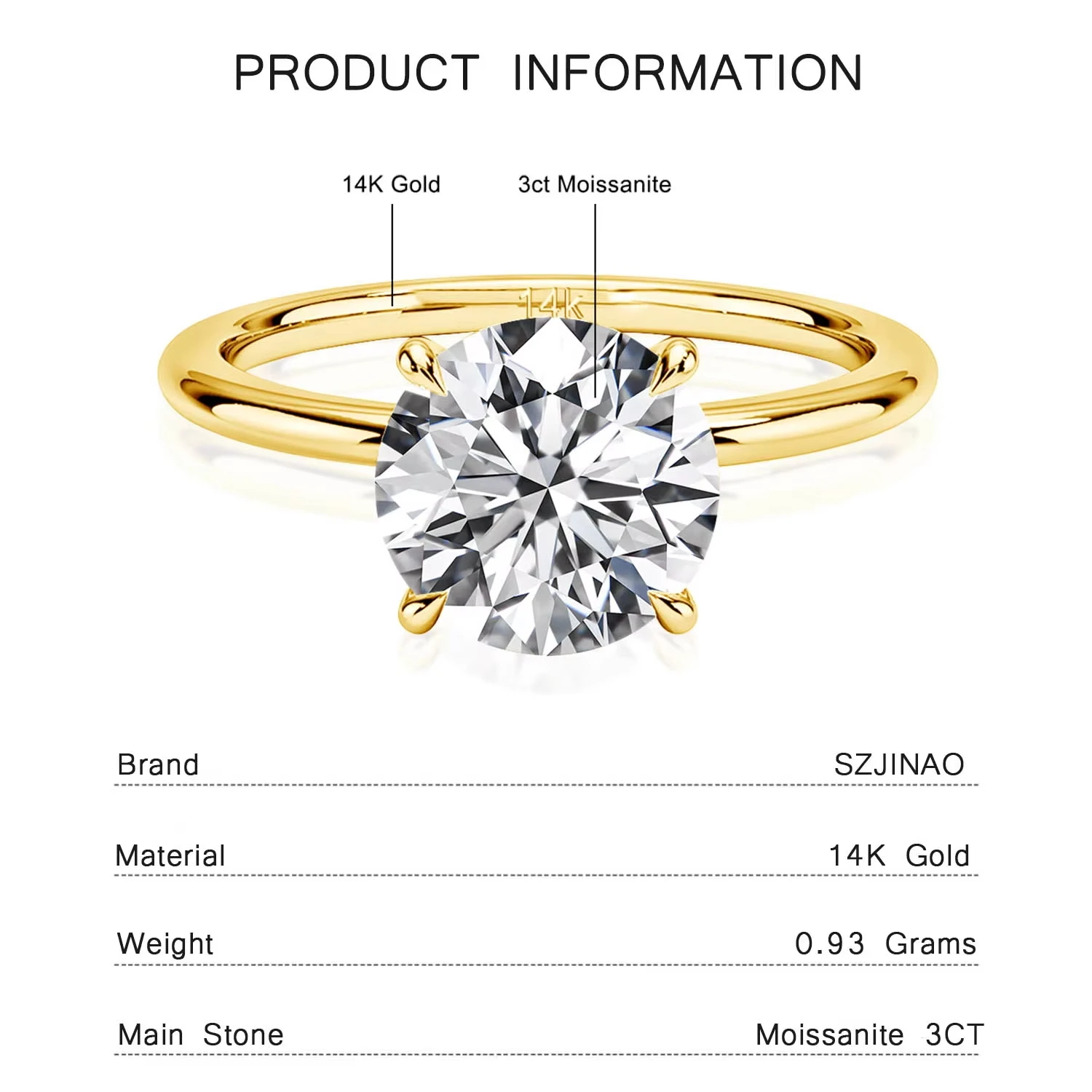 14K Gold 3ct