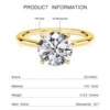 Bague en diamant Moissanite en or 14K, 9mm, 3CT, 100% Au585, coupe ronde pour femmes, bijoux d'anniversaire de mariage, de fiançailles, cadeau