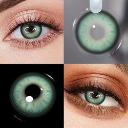 VISUASHOW Natural Black Colored Cosmetic Contact Lenses - 2 Pack, Half - Yearly Soft Beauty Lens (Green)