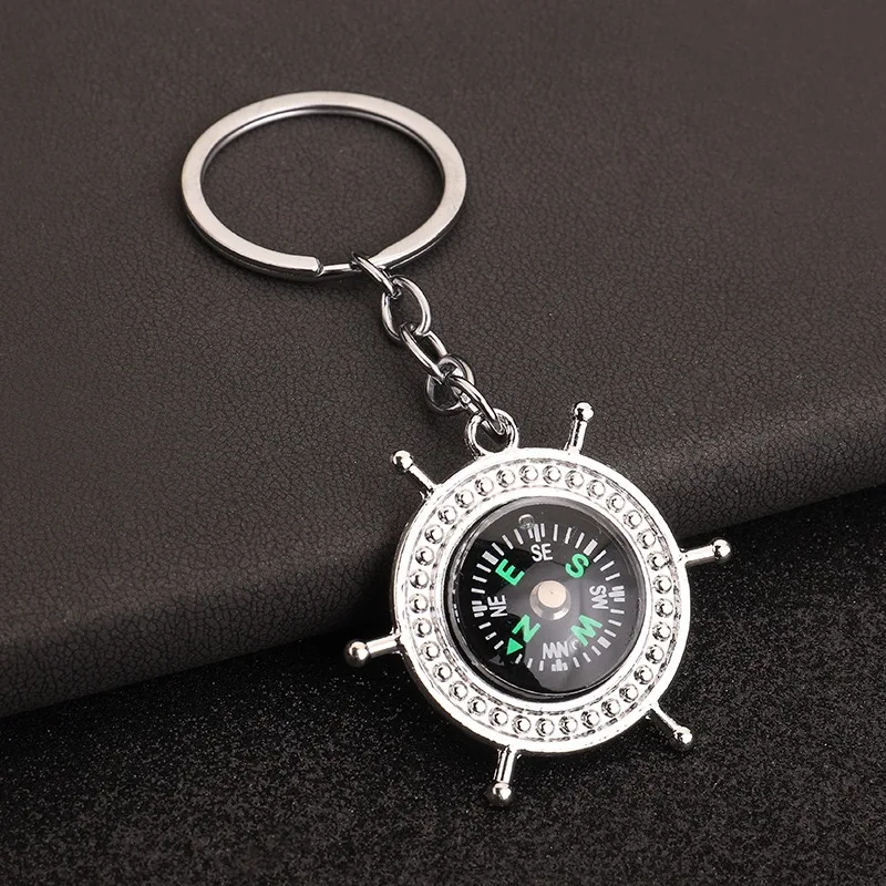 Metal Compass Keychain Pendant for Men and Women