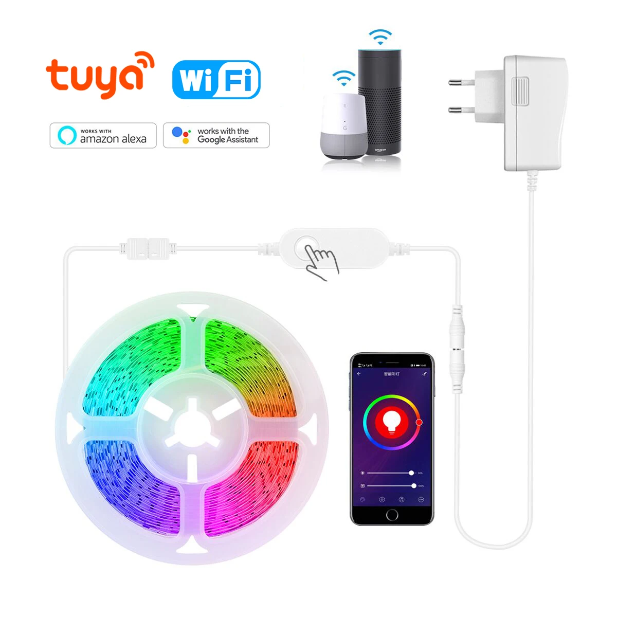 Smart LED Lamp WIFI Tuya Smart Life LED Smart Lamp Tape Voice Control RGB LED Strip Home lights Work With Alexa Google Home Assistant