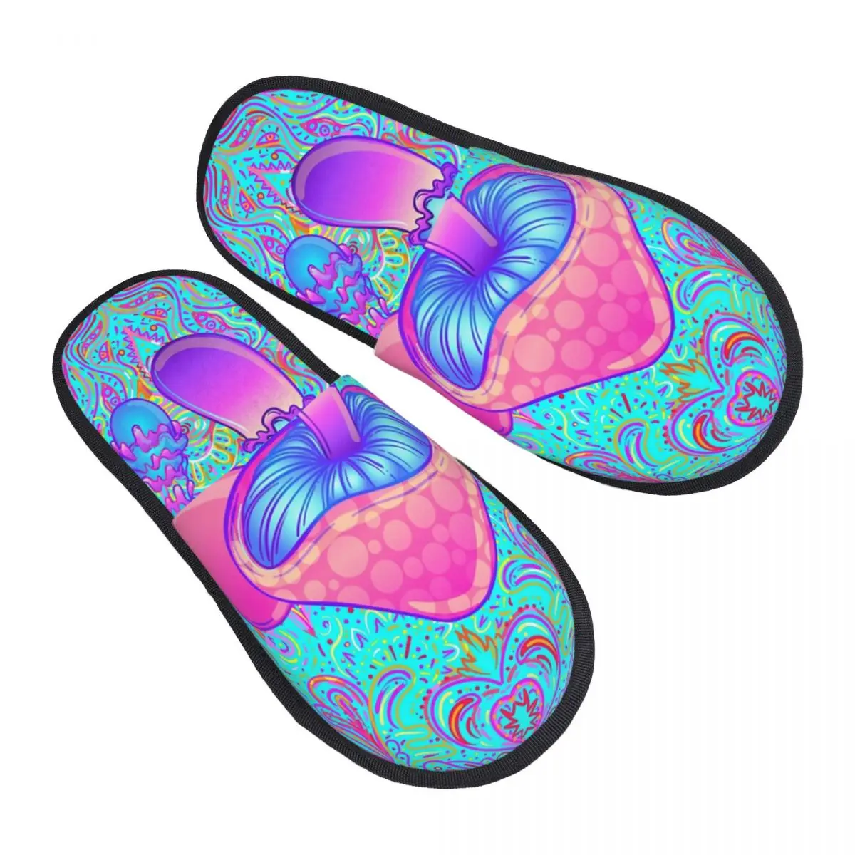 

Magic Mushroom Trippy Psychedelic Neon Pastel Goth House Slippers Women Comfy Memory Foam Slip On Hotel Slipper Shoes