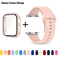 Verre + boîtier + bracelet pour bracelet de montre Apple 42mm 44mm 41mm 40mm 38mm 45mm 49mm protecteurs d'écran pour Apple IWatch série 8 7 6 SE 5 4 1