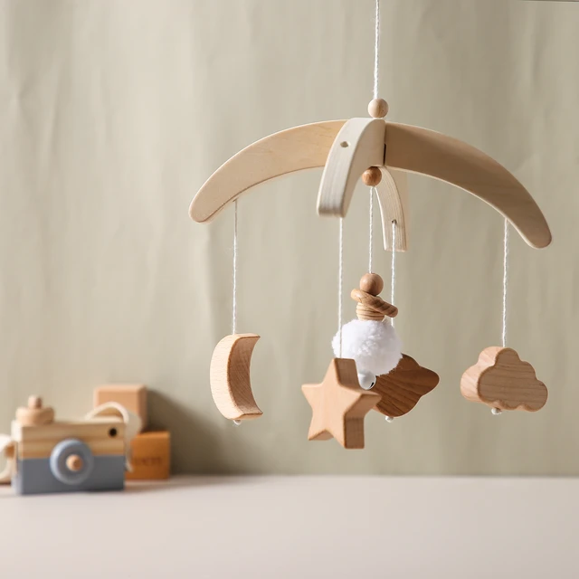 1pcs Baby Crib Mobile Rattle Toys With Music Box Wooden Bed Bell Bracket Educational Toy Nordic Hanging Decor Accessories Gifts 2