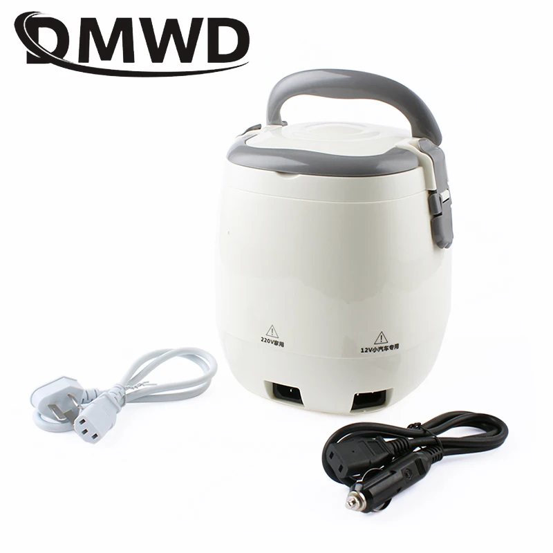 DMWD Electric Mini Rice Cooker Car Use Household Eggs Food Steamer Soup Porridge Cooking Machine Heating Lunch Box 1.6L 12V 24V 3