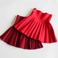 1 pièces filles jupes en tricot bébé automne hiver princesse jupes plissées enfants étudiant taille haute Mini Tutu jupes enfants robe unie 4